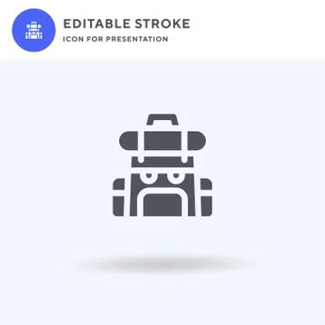 Backpack icon vector, filled flat sign, solid pictogram isolated on white, lo 스톡 일러스트
