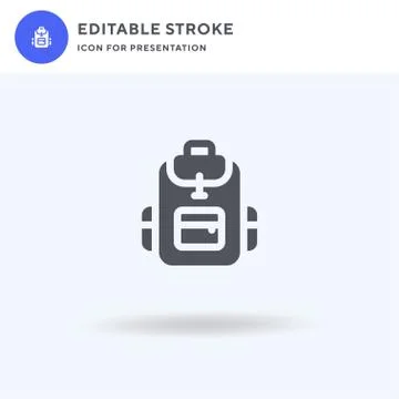 Backpack icon vector, filled flat sign, solid pictogram isolated on white, lo Stock Illustration