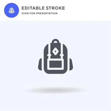 Backpack icon vector, filled flat sign, solid pictogram isolated on white, lo Stock Illustration