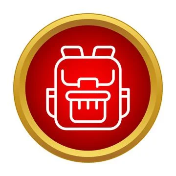 Backpack icon vector graphic on a red and gold button surface 스톡 일러스트