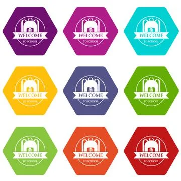 Backpack icons set 9 vector Illustrazione stock
