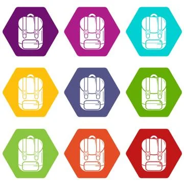 Backpack icons set 9 vector Illustrazione stock