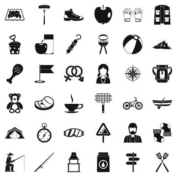 Backpack icons set, simple style Ilustración de archivo