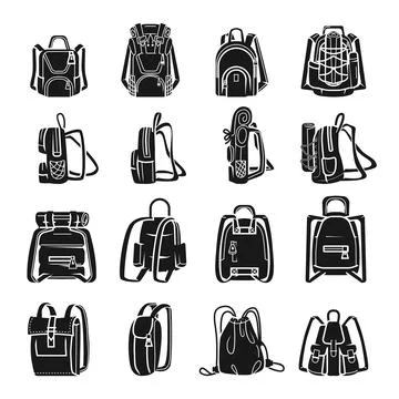 Backpack icons set, simple style Illustrazione stock