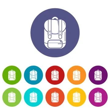Backpack icons set vector color Illustrazione stock