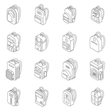 Backpack icons set vector outline Illustrazione stock