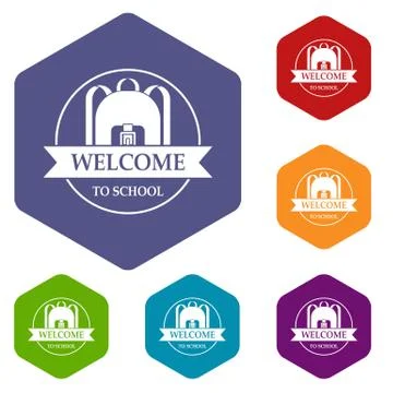 Backpack icons vector hexahedron Illustrazione stock