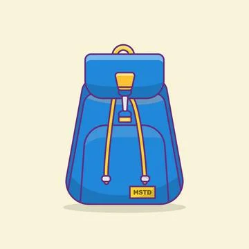 Backpack Illustration flat design, Cute illustration backbag, bag ransell Stock Illustration