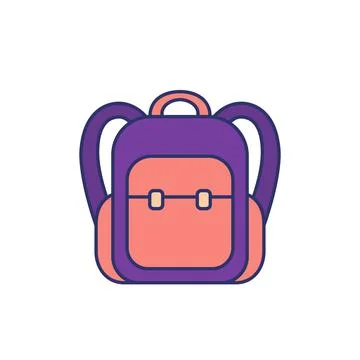 Backpack, knapsack icon with outline Stock Illustration