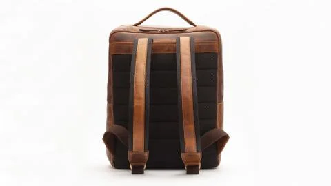 Backpack leather bag brown baggage modern fashion accessory design Stock Photos