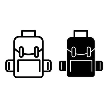 Backpack line and glyph icon. School bag vector illustration isolated on white Illustrazione stock