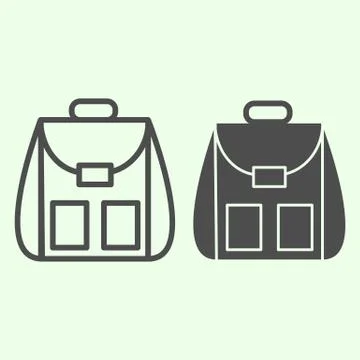 Backpack line and solid icon. Student personal school bag outline style Illustrazione stock
