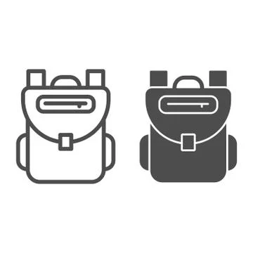 Backpack line and solid icon, Back to school concept, schoolbag sign on white Illustrazione stock
