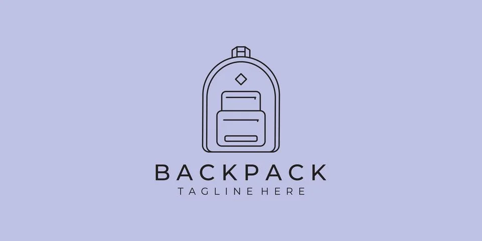Backpack line art logo vector illustration minimalist design Illustrazione stock