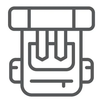 Backpack line icon, bag and tourism, rucksack sign, vector graphics, a linear Illustrazione stock