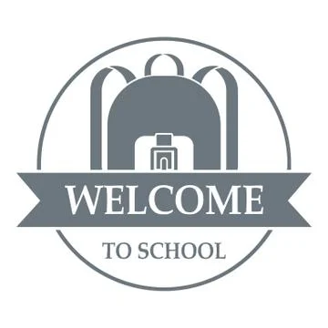 Backpack logo, simple gray style Illustrazione stock