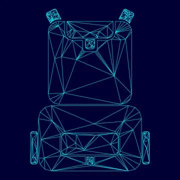 Backpack low poly triangulation triangulated polygonal electric cyan blue vib Stock Illustration