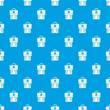 Backpack luggage pattern seamless blue Stock Illustration