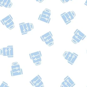 Backpack lunchbox glyph vector seamless pattern black Illustrazione stock