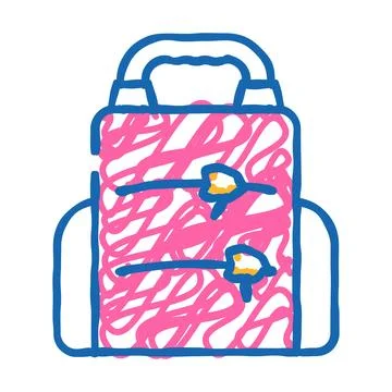 Backpack lunchbox icon doodle illustration Stock Illustration