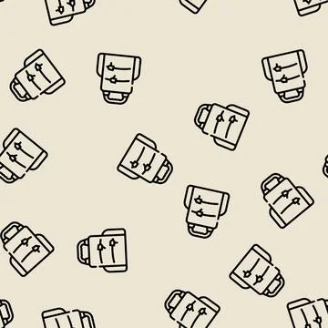 Backpack lunchbox line vector seamless pattern black 스톡 일러스트