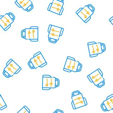 Backpack lunchbox vector seamless pattern color Stock Illustration