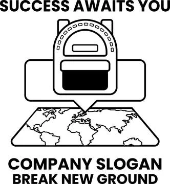 Backpack is on a map of the world Stock Illustration