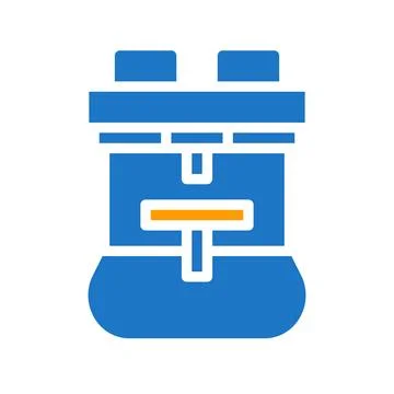 Backpack medal icon solid blue orange blue colour military symbol perfect. Stock Illustration