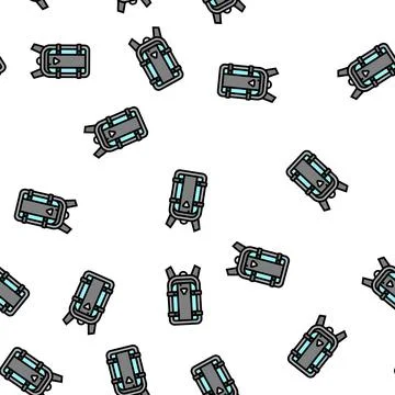 Backpack motorcycle accessory vector seamless pattern 库存插图