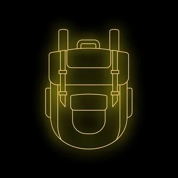 Backpack neon outline glowing vector icon 스톡 일러스트