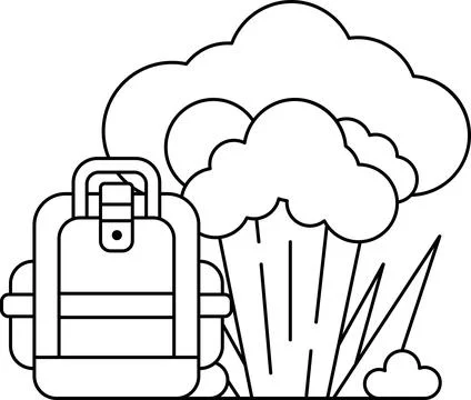 A backpack is next to a cloud of smoke Illustrazione stock