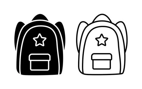 Backpack or Schoolbag Icon vector with line and filled style Stock Illustration