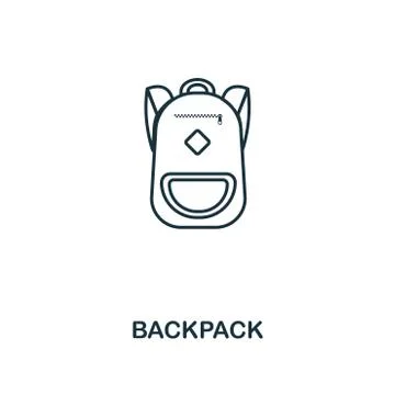 Backpack outline icon. Creative design from school icon collection. Premium Stock Illustration