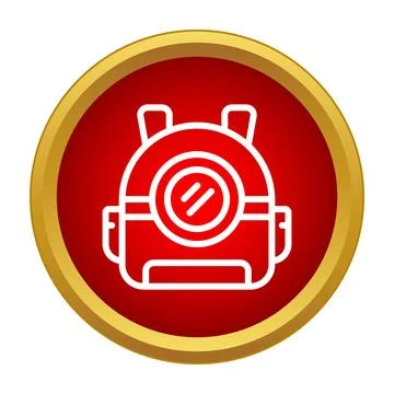 Backpack outline icon in red color circle 库存插图