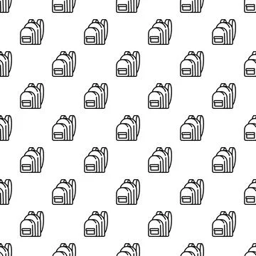 Backpack outline seamless pattern on white background 스톡 일러스트