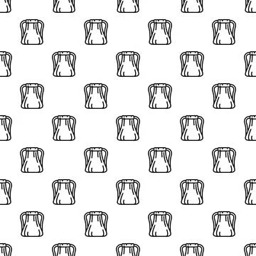 Backpack outline seamless pattern on white background 库存插图