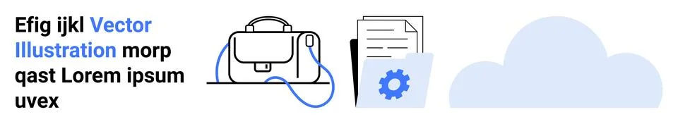 Backpack with Paper Documents and Cloud Icon for Business and Digital Solutio Stock Illustration