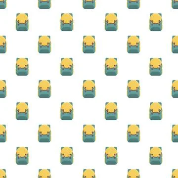 Backpack pattern creating a seamless background repeating travel objects Stockillustratie