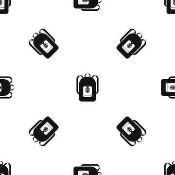 Backpack pattern seamless black 스톡 일러스트