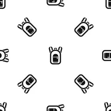 Backpack pattern seamless black Illustrazione stock