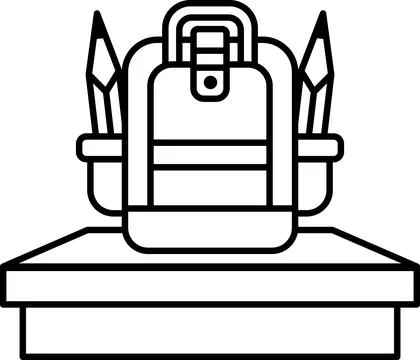 A backpack with a pencil and a pen on it Illustration