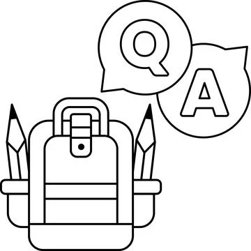 A backpack with pencils and a QA sign Illustration