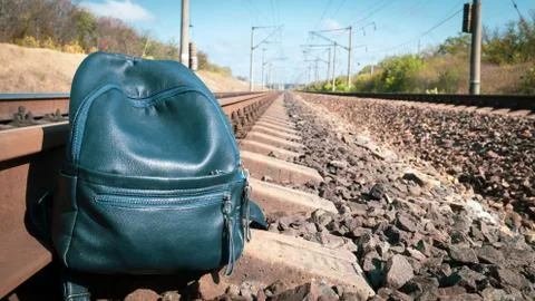 The backpack is on the rails Foto stock