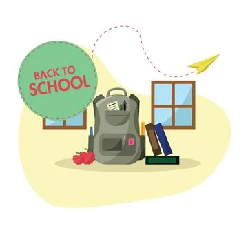 Backpack ready for school. Vector Ilustración de archivo