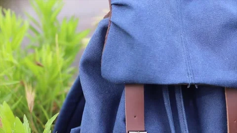 Backpack in a river, backpacker traveler Stock Footage 135730097