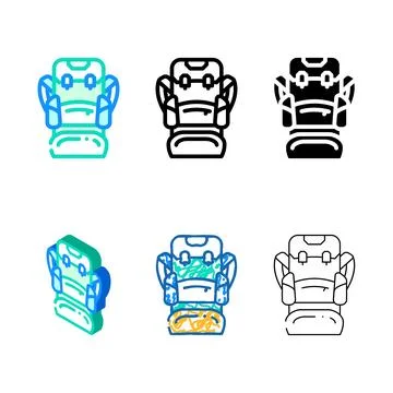Backpack rucksack color icon set vector Stock Illustration