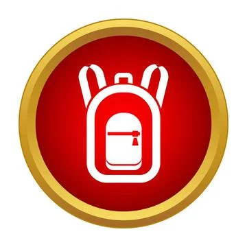 Backpack, rucksack icon on a red button Stock Illustration