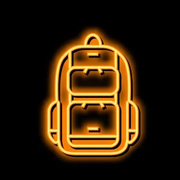 Backpack rucksack neon glow icon illustration Stock Illustration