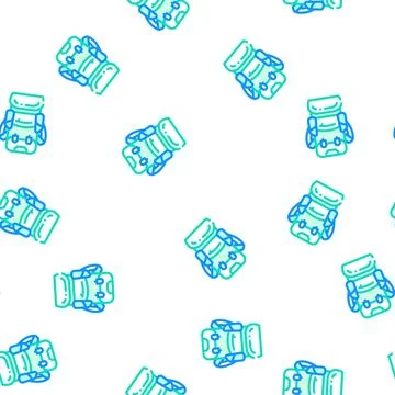 Backpack rucksack vector seamless pattern Stock Illustration