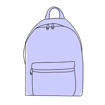 Backpack. School briefcase. Drawing in one line. Vector illustration isolated Stock Illustration